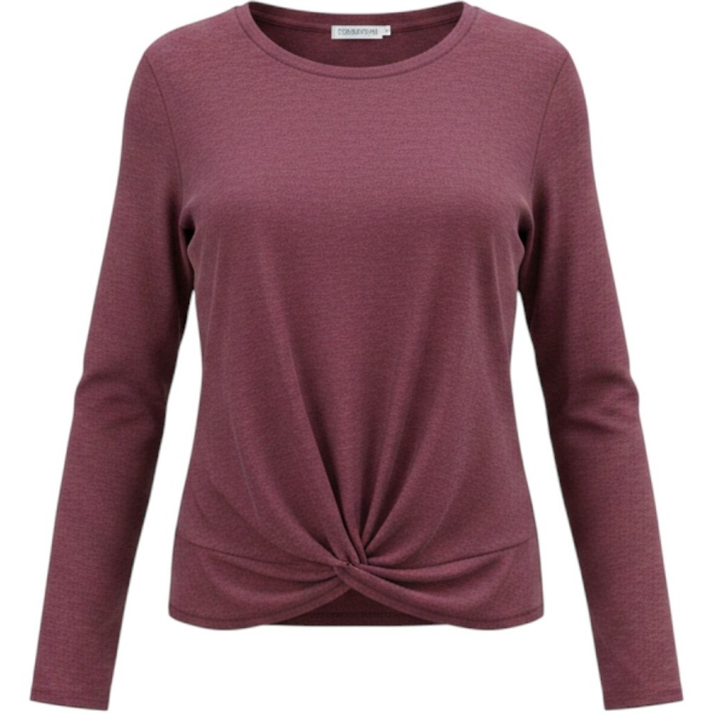 Temofon Wine Color Women's Sleeve Top Med